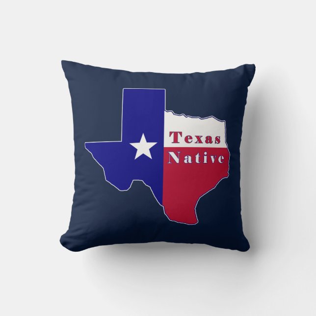 Almofada Mapa do Sinalizador Nativo do Texas (Frente)