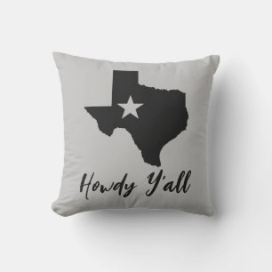 Almofada Mapa do Texas Lone Star State Howdy Y'all
