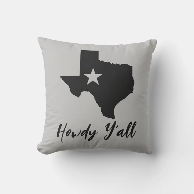 Almofada Mapa do Texas Lone Star State Howdy Y'all  (Frente)