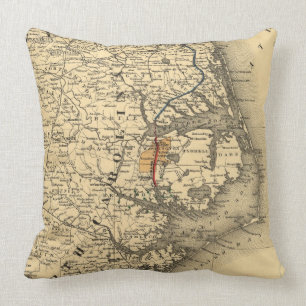 Almofada Mapa do vintage da costa de North Carolina (1887)