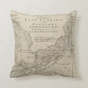 Almofada Mapa do vintage das chaves de Florida (1771)