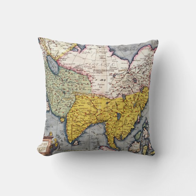 Almofada Mapa do vintage de Ásia | 1580 (Frente)