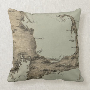 Almofada Mapa do vintage de Cape Cod (1885)