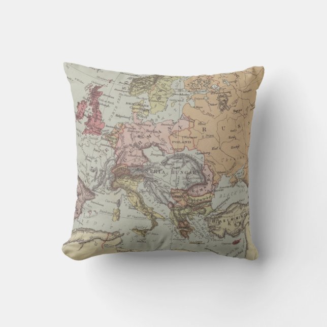 Almofada Mapa do vintage de Europa (Frente)