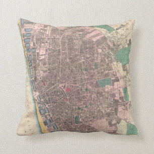 Almofada Mapa do vintage de Liverpool Inglaterra (1890)