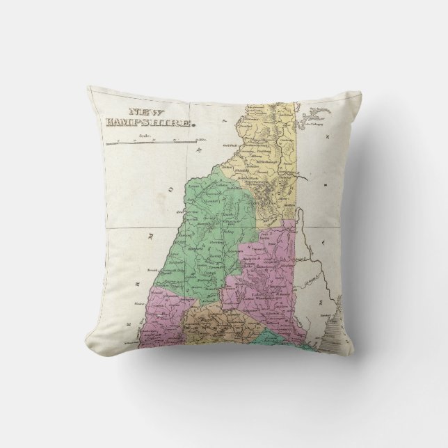 Almofada Mapa do vintage de New Hampshire (1827) (Frente)