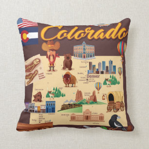 Almofada Mapa dos desenhos animados de Colorado