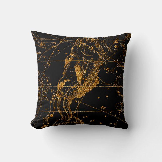 Almofada Mapa Estelar Celestial Astrológico Peixe Dourado d (Frente)
