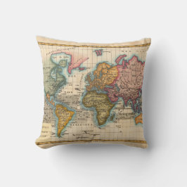 Almofada Mapa Mundial 1780 Bonne Antique Planisferio