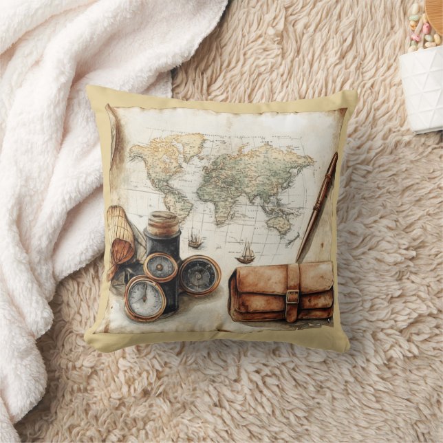 Almofada Mapa Mundial Vintage (Cobertor)