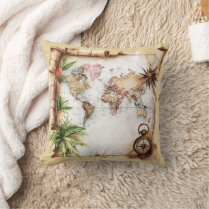 Almofada Mapa Mundial Vintage