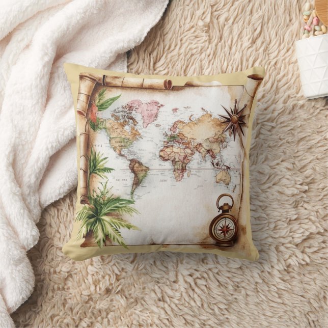 Almofada Mapa Mundial Vintage (Cobertor)