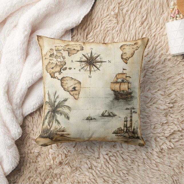 Almofada Mapa Mundial Vintage (Cobertor)