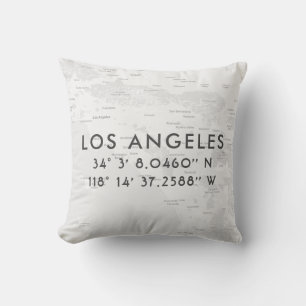Almofada Mapa Personalizado de Los Angeles  Cinzas e branca