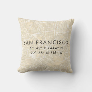 Almofada Mapa Personalizado de São Francisco Beige
