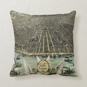 Almofada Mapa pictórico do vintage de St Louis (1896)