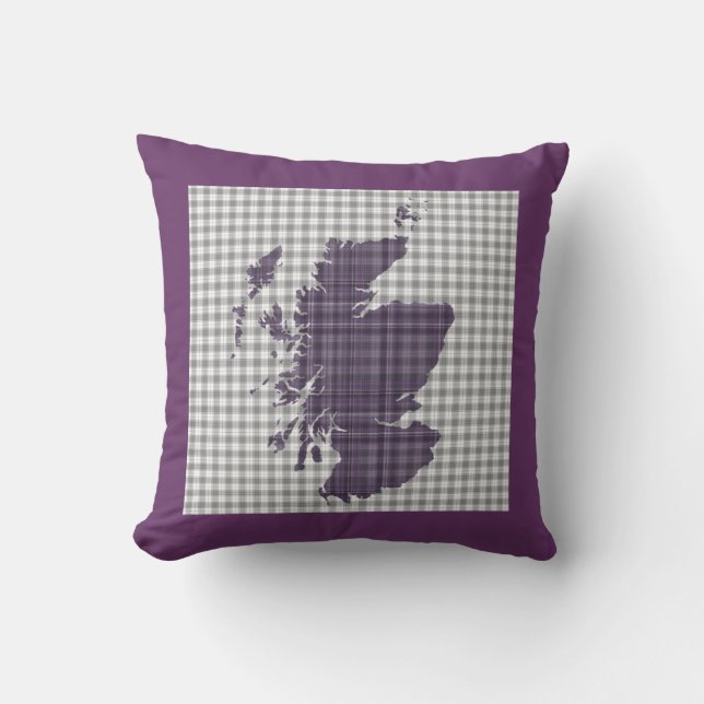 Almofada Mapa roxo do Tartan do coxim de Scotland (Frente)
