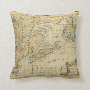 Almofada Mapa Thomas Kitchin de Nova Inglaterra 1758 & de