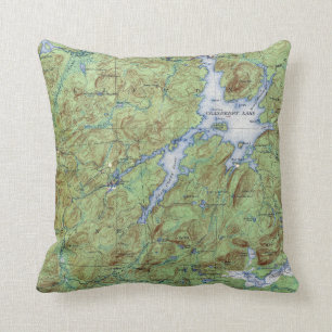 Almofada Mapa topográfico de New York do lago cranberry do
