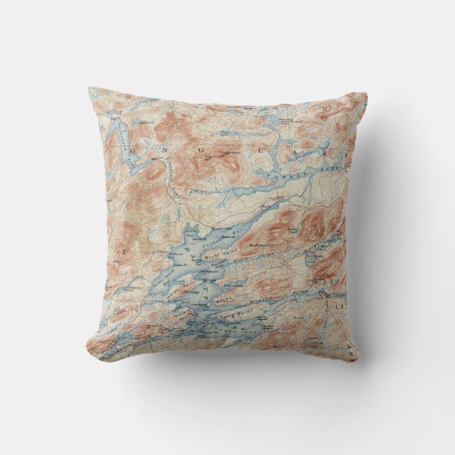 Almofada Mapa topográfico de New York do lago Raquette do (Frente)