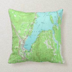 Almofada Mapa Vintage do Lago George New York (1966)