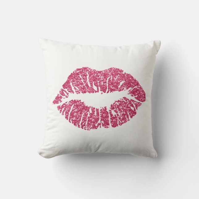 Almofada Maquiagem de Lábios de Beijo Glitter Vermelho Bran (Frente)