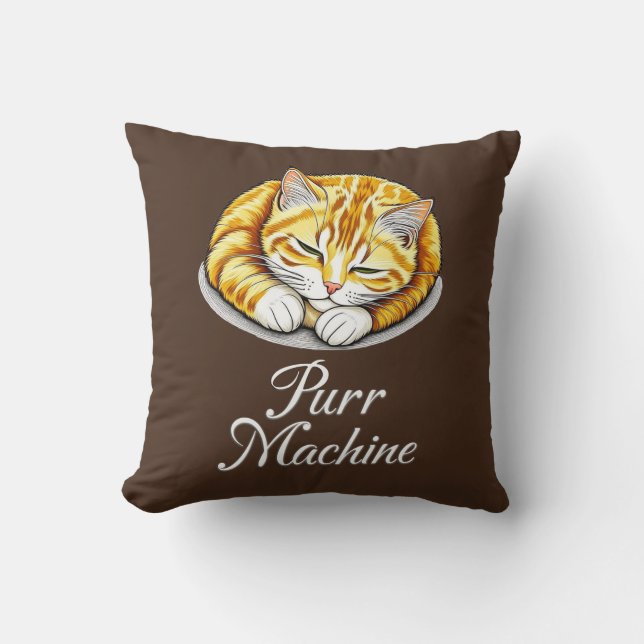 Almofada Máquina de Ronronar, Gato Laranja Fofo Dormindo  (Frente)