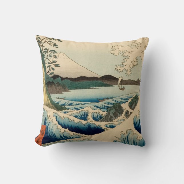 Almofada Mar Japonês de Satta Hiroshige Art (Frente)