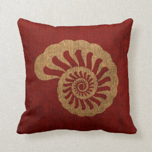 Almofada Mar Shell do nautilus no vermelho náutico rústic