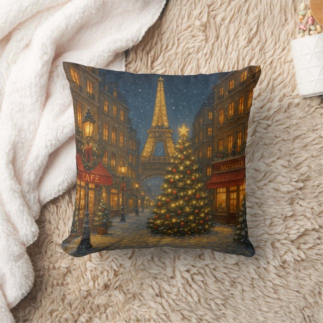 Almofada Maravilhosas ruas de Natal em Paris (Cobertor)