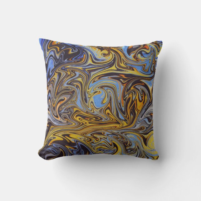 Almofada Marble Forms – Blue & Gold Decorative Pillow (Frente)