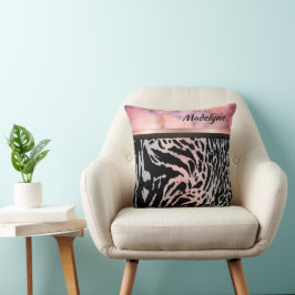Almofada Marble Pink Chic Tiger Safari Impressão Personaliz