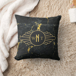 Almofada Marble Preto - Três Letras - Decência de Arte Mono