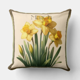 Almofada March Birth Flower Daffodil Vintage Floral