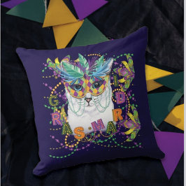 Almofada Mardi Gras Cat, Mardi Gras Engraçado
