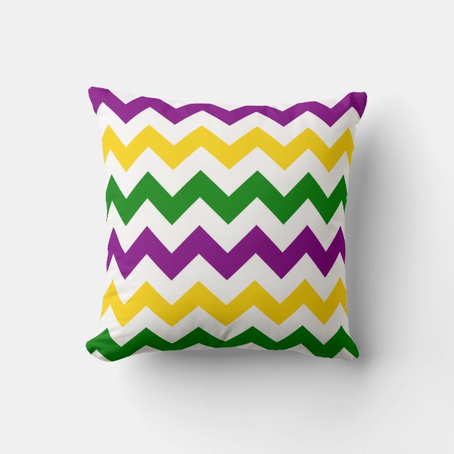 Almofada Mardi Gras Chevron Pattern (Frente)