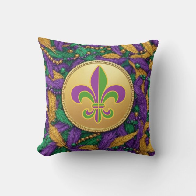 Almofada Mardi Gras Fleur de lis (Frente)