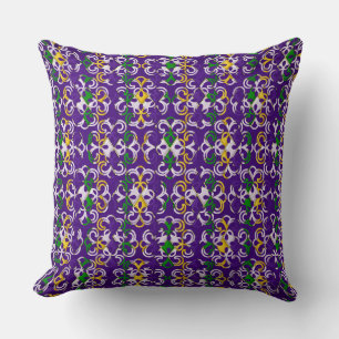 ALMOFADA MARDI GRAS FLEUR DI DI LIS, DOURADO VERDE PURPER