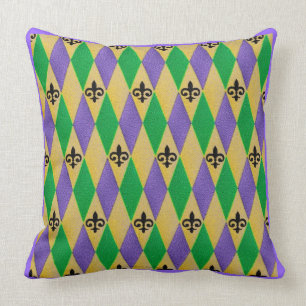 Almofada Mardi Gras Harlequin Fleur De Lis