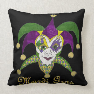 Almofada Mardi Gras Jesters Mask colorido