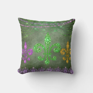 Almofada Mardi Gras Miçangas E Diamond Fleur De Lis