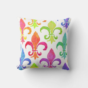 Almofada Mardi Gras Rainbow Fleur de lis Pattern