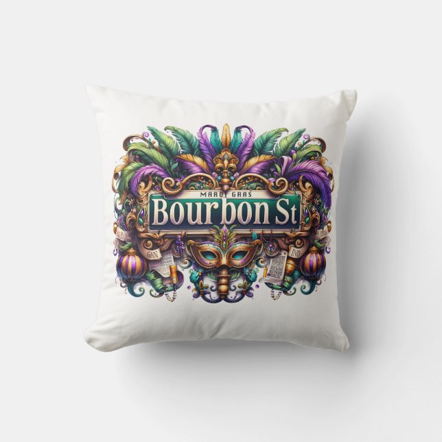 Almofada Mardi Gras Throw Pillow (Frente)