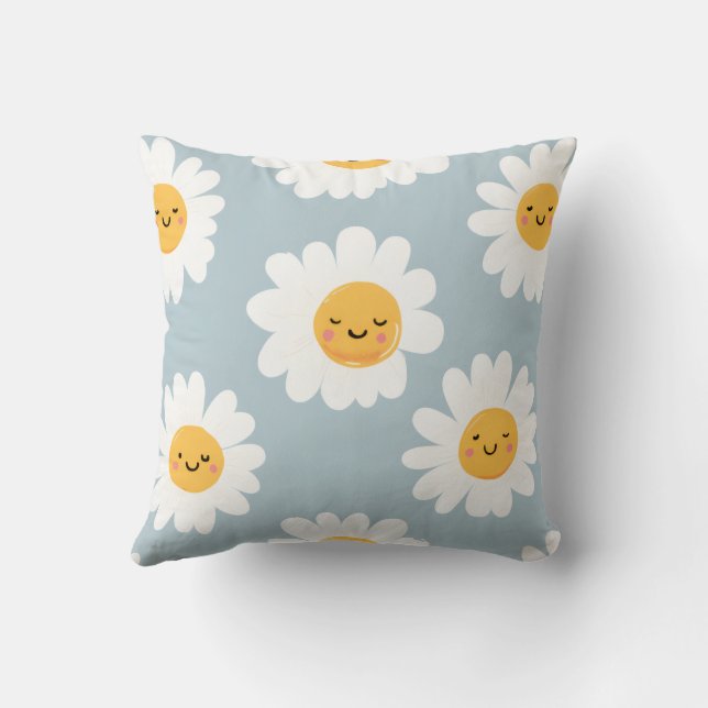 Almofada Margarida de Sorriso de Pastel Cute Personalizado (Verso)