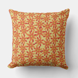 Almofada Margarida Floral Retro Sunburst em Amarelo Quente