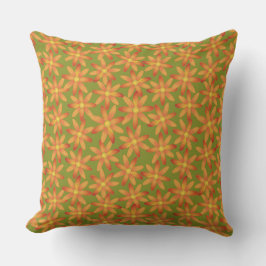Almofada Margarida Floral Retro Sunburst em Oliva Dourada