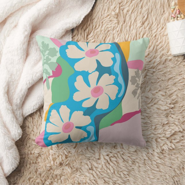 Almofada Margaridas de Verão Blocos de Cor Floral Moderna  (Cobertor)