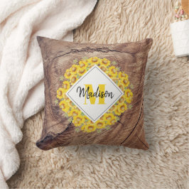 Almofada Margaridas Rústicas & Monograma de Textura de Made