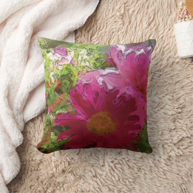 Almofada Margerite & Frauenmantel - Aquarell-Design |  (Cobertor)