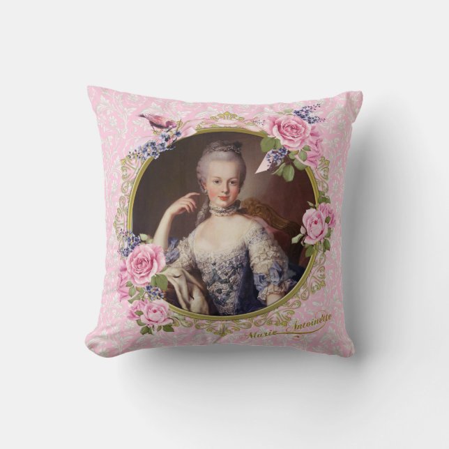 Almofada Marie Antoinette Pink Floral Pillow クッション (Frente)